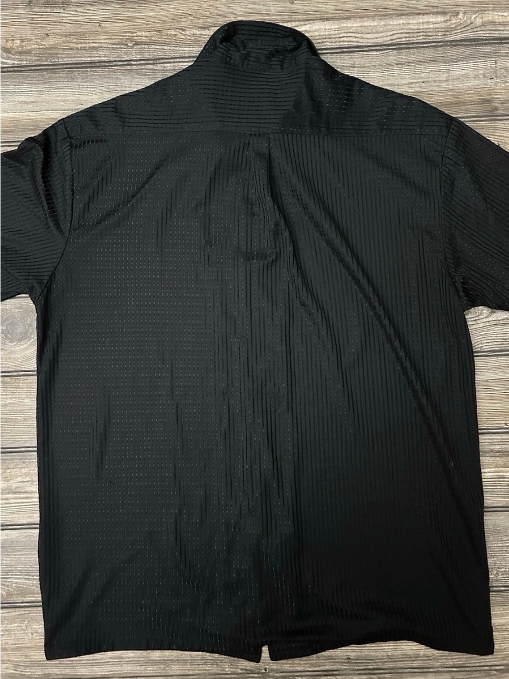 Vintage 90s Solo Semore Men's Black Textured Grid Mesh Button-Up Shirt USA - Picture 6 of 8
